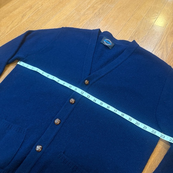 Vintage 80s Jantzen Wool Cardigan Sweater Men’s Large Navy Blue USA Rockabilly - Picture 6 of 8